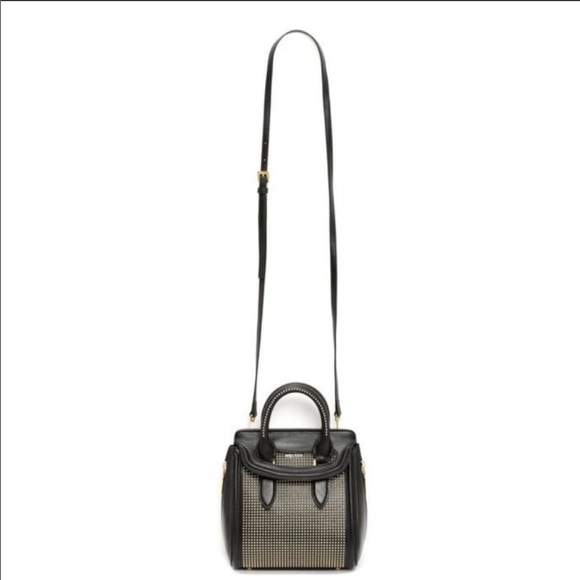 Alexander McQueen Leather Mini Heroine Black Gold Studded Tote - Picture 2 of 16